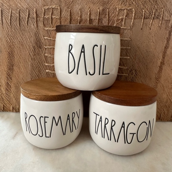 Rae Dunn Other - Rae Dunn Ceramic Spice Jars with Wood Lid